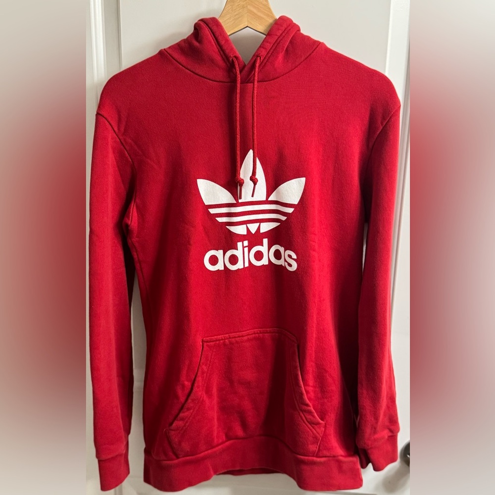 Adidas Red Pullover Hoodie Sweater